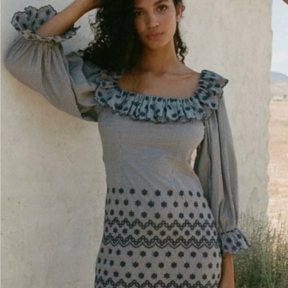 Doen Franique Dress in Azure Paris Gingham - Picture 9 of 11